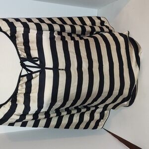 WHBM Black and Tan Striped Blouse 3/4 Sleeve Size medium